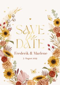 Save-The-Date-Karte Sommerblumen & Gold