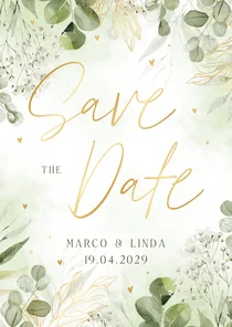 Save-The-Date-Karte zur Hochzeit Aquarellzweige