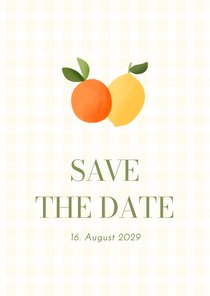 Save-the-Date-Karte zur Hochzeit Mandarine & Zitrone