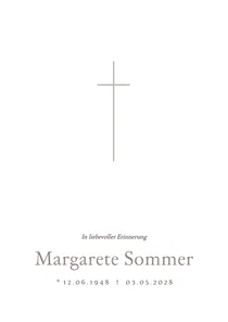 Schlichte Traueranzeige Kreuz