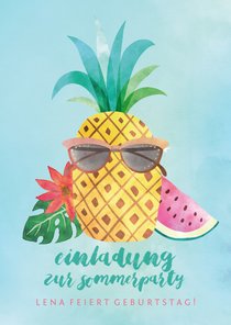 Sommerliche Einladungskarte Hawaii Geburtstag