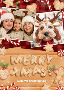 Süße Weihnachtsgrüße Fotokarte mit Süßigkeiten