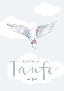 Taufe Gratulationskarte mit Taube und Wolken