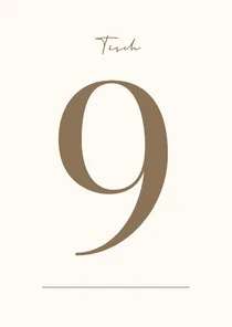 Tischnummerkarte Minimalistisch Beige Strich Zahl