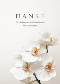 Trauerkarte Danke weiße Orichideen