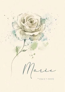 Trauerkarte Rose Aquarell klassisch Name