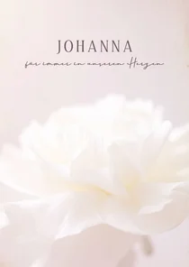 Trauerkarte weiße Blüte rosa Name minimalistisch