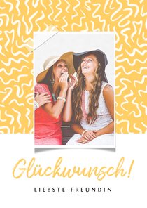 Trendy Glückwunschkarte gelb mit Foto