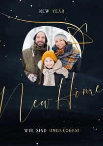 Umzugs-Weihnachtskarte 'New Home' mit Foto