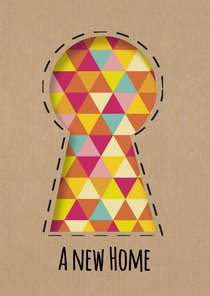 Umzugskarte 'a new home' Schlüsselloch