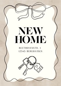 Umzugskarte 'New Home' Schleife Schlüsselbund