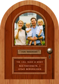 Umzugskarte Tür Bogenkarte mit Foto