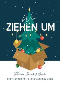 Umzugskarte Weihnachsbaum & Karton