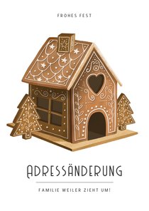 Umzugskarte Weihnachten Lebkuchenhaus