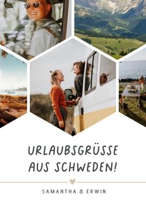 Urlaubskarte Fotocollage Hexagon Grüße aus Schweden