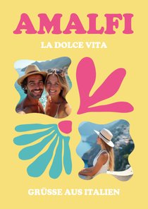 Urlaubskarte Italien Amalfi Posterlook gelb pinkt
