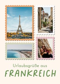 Urlaubskarte Rundreise Frankreich Briefmarken Fotocollage