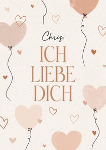 Valentinskarte Herzluftballons 'Ich liebe dich' mit Name