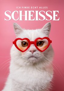 Valentinskarte Katze mit Brille lustiger Spruch