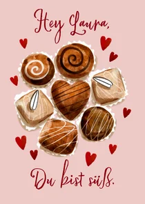 Valentinskarte Pralinen 'Du bist süß'