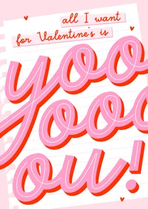 Valentinskarte Typografie 'All I want for Valentine is you'