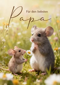Vatertagskarte Maus Gänseblümchen 'Für den liebsten Papa'
