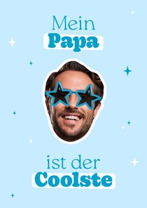 Vatertagskarte mit Foto im Stickerlook Sternchenbrille Cool