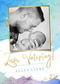 Vatertagskarte Wasserfarben mit Foto und Sternen