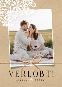 Verlobungskarte Spitze romantisch Kraftpapierlook