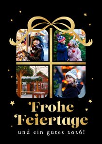 Weihnachtliche Fotocollage-Karte 4 Fotos im Geschenk