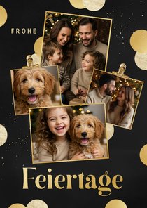 Weihnachts-Fotocollage für 4 Fotos goldenem Konfetti