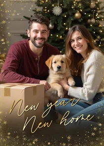 Weihnachts-Fotokarte Umzug 'New Home' mit Sternen