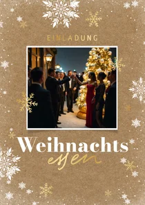 Weihnachtsessen Einladung Firma Schneeflocken & Foto