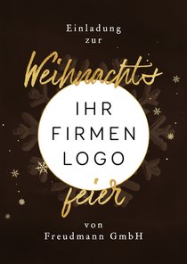 Weihnachtsfeier Einladung Firma Logo Schneekristall braun