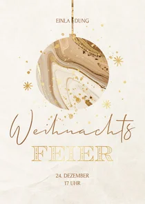 Weihnachtsfeier Einladungskarte Marmor Weihnachtskugel beige