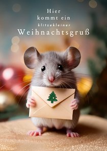 Weihnachtsgrußkarte kleine Maus mit Brief