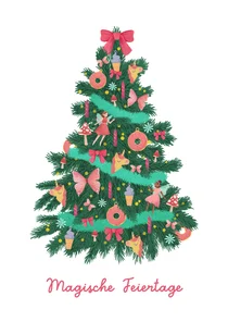 Weihnachtsgrußkarte magischer Weihnachtsbaum 