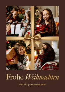 Weihnachtskarte 4 Fotos mit Schleife