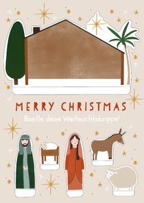 Weihnachtskarte Bastelbogen Weihnachtskrippe