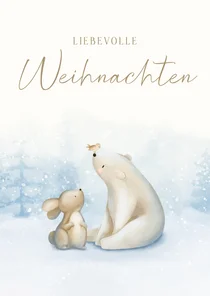 Weihnachtskarte Eisbär & Hase