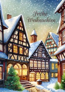 Weihnachtskarte Fachwerkhäuser