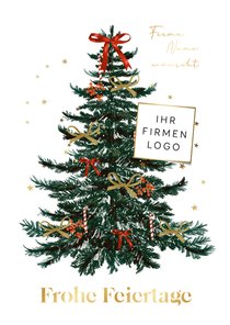 Weihnachtskarte Firma Weihnachtsbaum Schleifen 