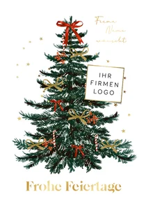 Weihnachtskarte Firma Weihnachtsbaum Schleifen 