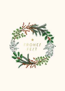 Weihnachtskarte Firma Weihnachtskranz klassisch