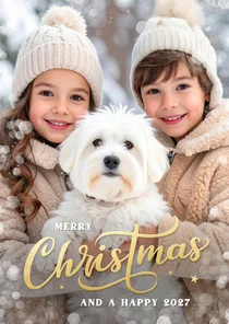 Weihnachtskarte Foto edler Schriftzug 'Merry Christmas' 