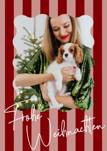 Weihnachtskarte Foto mit rosa-roten Streifen