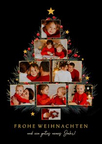 Weihnachtskarte Fotocollage Tannenbaum mit Beeren 