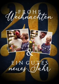 Weihnachtskarte Fotos und Jahreszahl