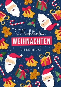 Weihnachtskarte für Kinder Weihnachtsmann & Geschenke