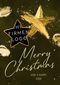 Weihnachtskarte gemalte Sterne Farbe Firmenlogo